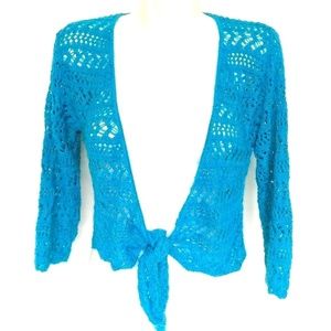 Mixit Women's Open Cropped Sweater Blue S/M